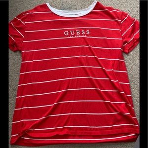 A Guess red and white short sleeve.